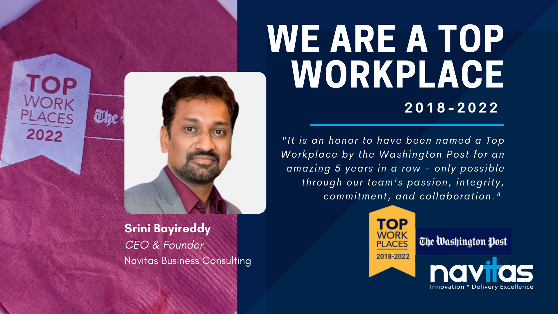 Navitas is Proud to be Named a Washington Post Top Workplace 5 Years in a Row!